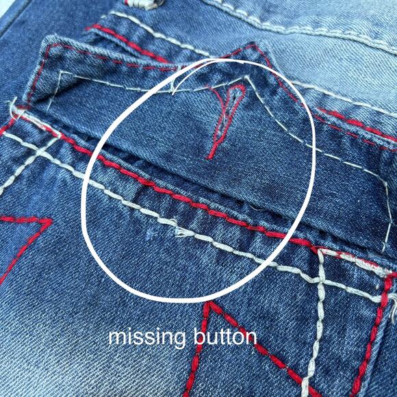 Y2K True Religion Jeans Sz 36 Faded Blue Denim World Tour Ticket Billy Super T - Picture 13 of 16